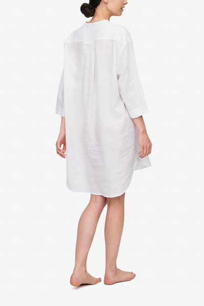 Slip On Sleep Shirt White Linen
