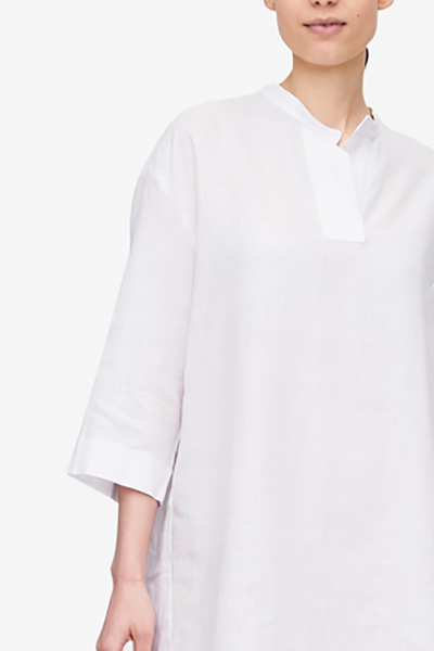 Slip On Sleep Shirt White Linen