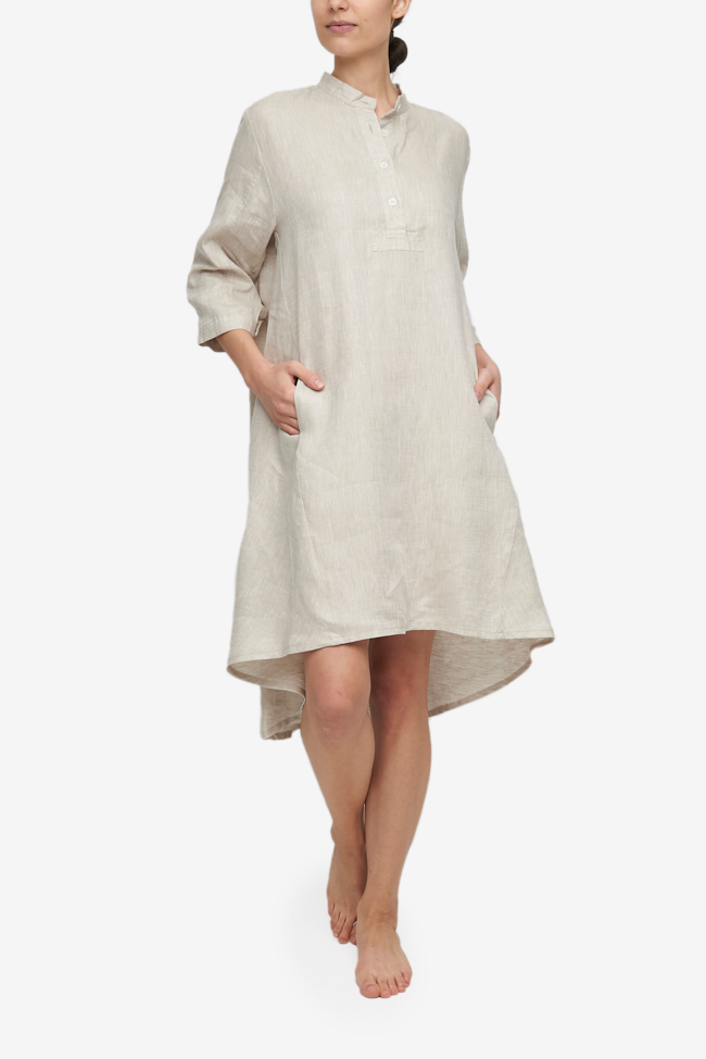 Flared Sleep Shirt Sand Linen