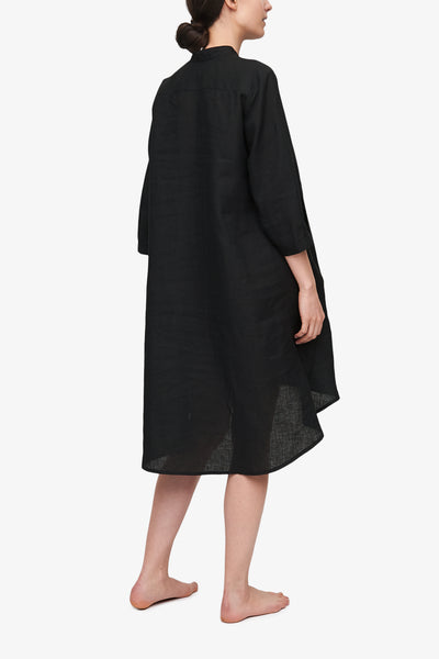 Flared Sleep Shirt Black Linen