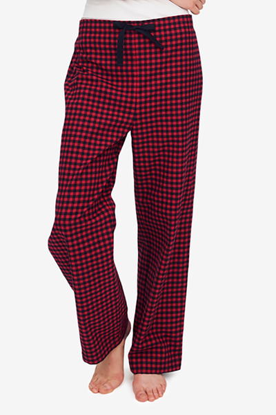 front view lounge pant black and red buffalo check cotton by the Sleep Shirt