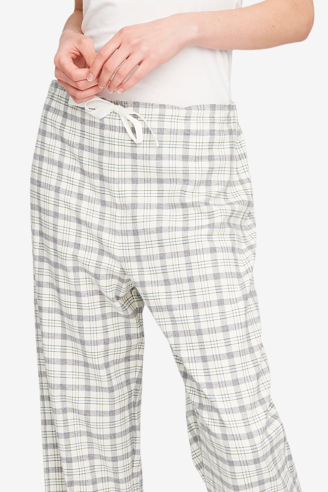 Set - Slip On Top and Lounge Pant Grey Plaid Flannel