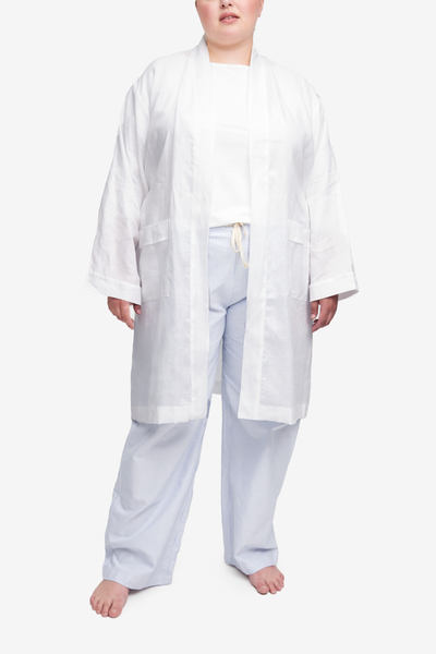 Unisex Robe White Linen