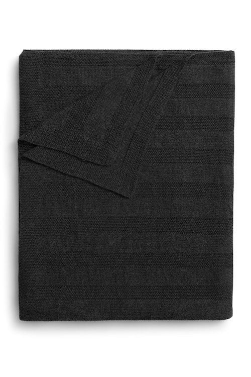folded charcoal dark grey knit alpaca blanket handmade in Peru by the Sleep Shirt