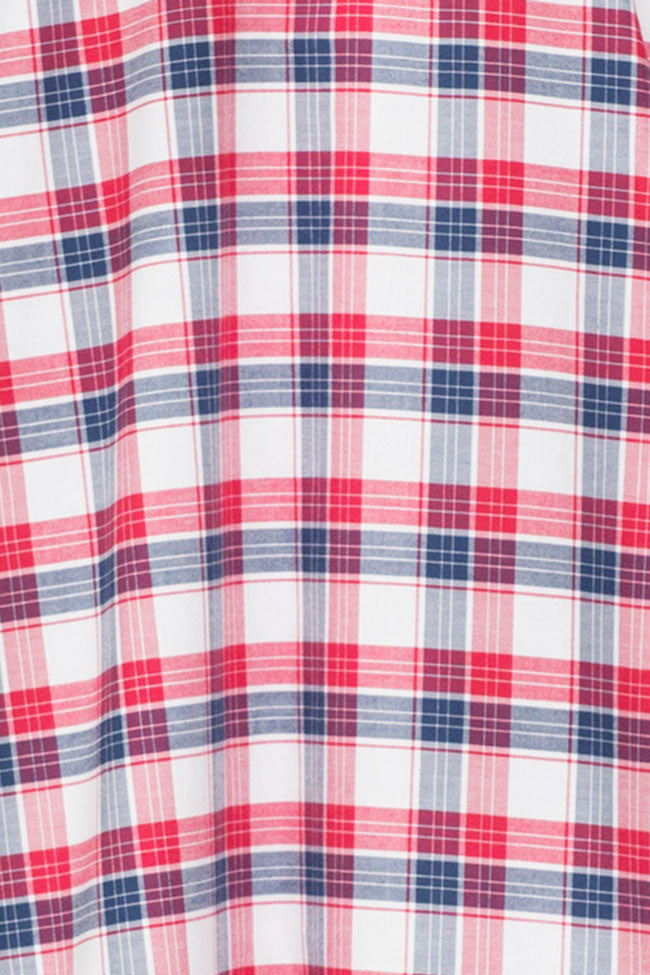 Set - Short Sleeve Cropped Sleep Shirt and Lounge Pant Berry Plaid