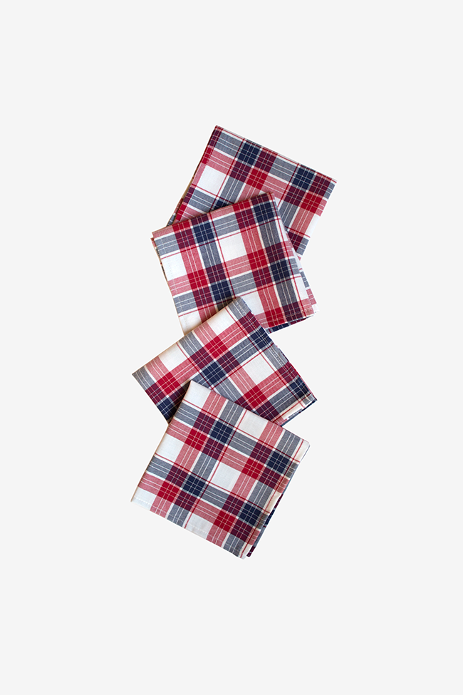 Small Berry Plaid Napkins - Set of 4