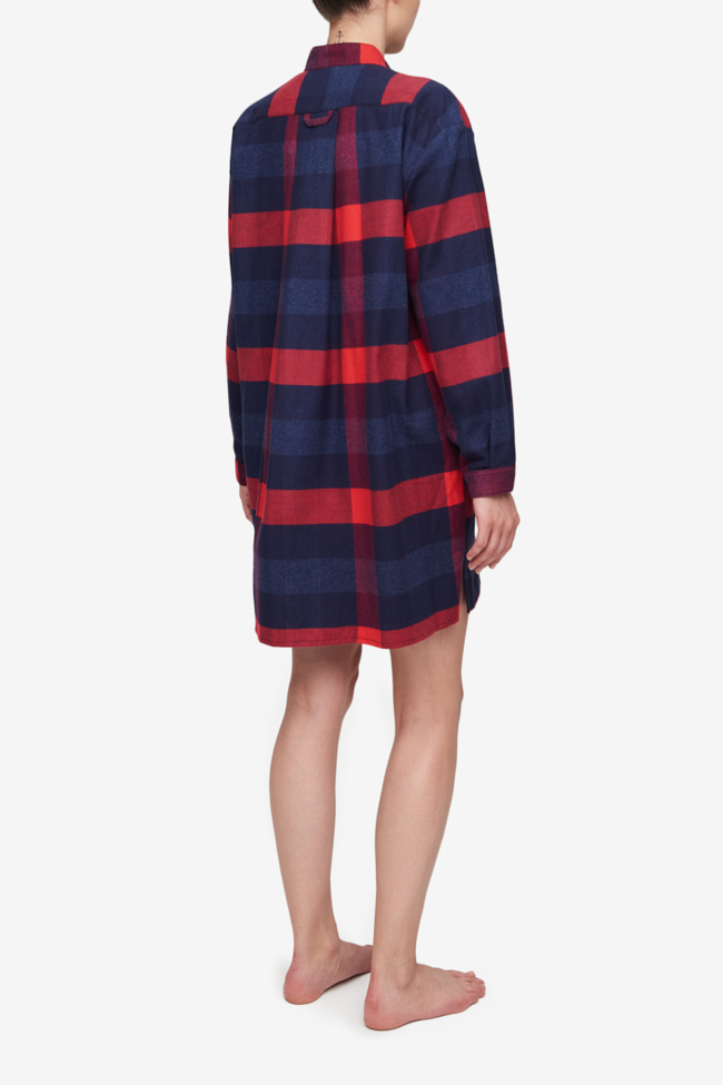 Short Sleep Shirt Big Check Brushed Cotton