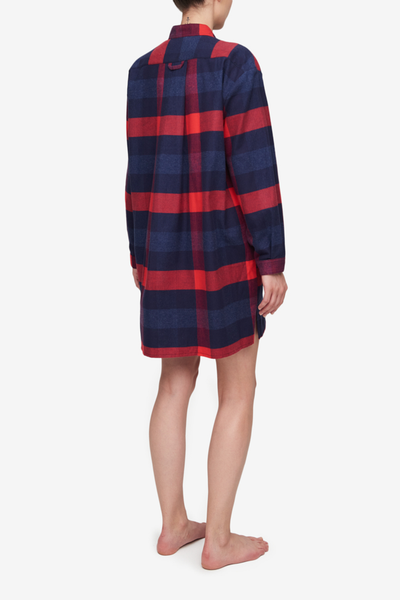 Short Sleep Shirt Big Check Brushed Cotton