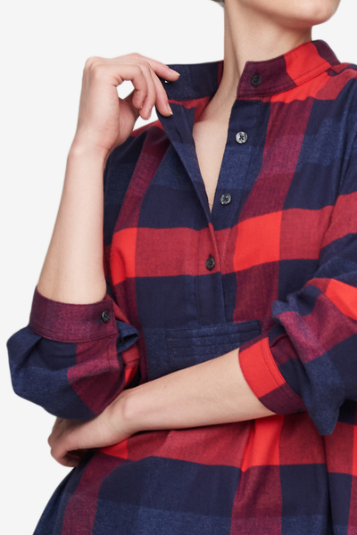 Short Sleep Shirt Big Check Brushed Cotton
