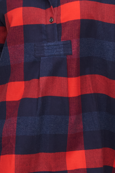 Short Sleep Shirt Big Check Brushed Cotton