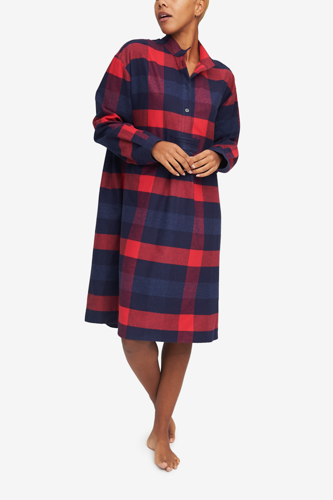 Long Sleep Shirt Big Check Brushed Cotton