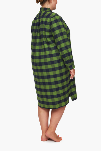 Long Sleep Shirt Big Olive Buffalo Check PLUS
