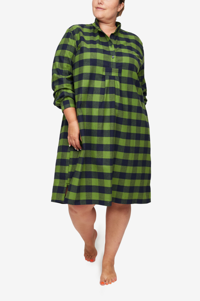 Long Sleep Shirt Big Olive Buffalo Check PLUS