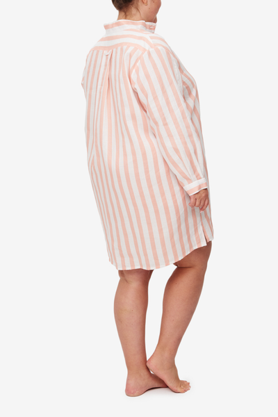 Short Sleep Shirt Big Pink Linen Stripe PLUS