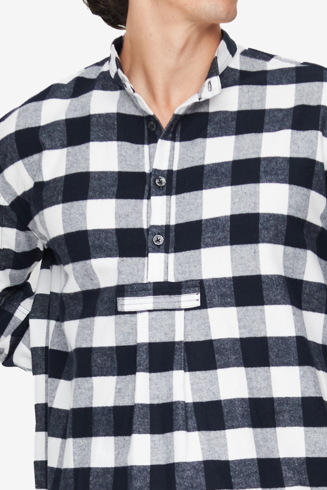 Men's Short Nightshirt Big White Buffalo Check