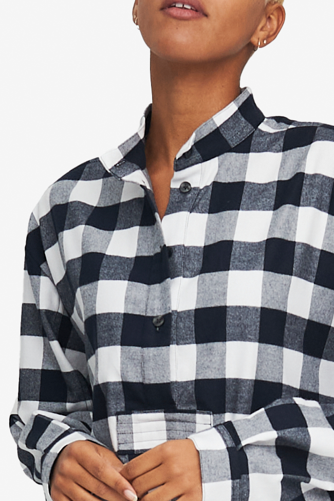 Short Sleep Shirt Big White Buffalo Check