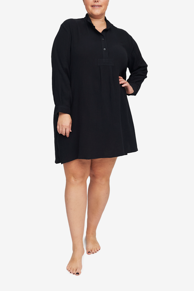 Above-the-knee length traditional nightshirt. ladies luxury pyjamas made from cotton, designed to fit up to 4XL. 