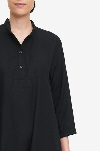 Full Length Sleep Shirt Black Flannel