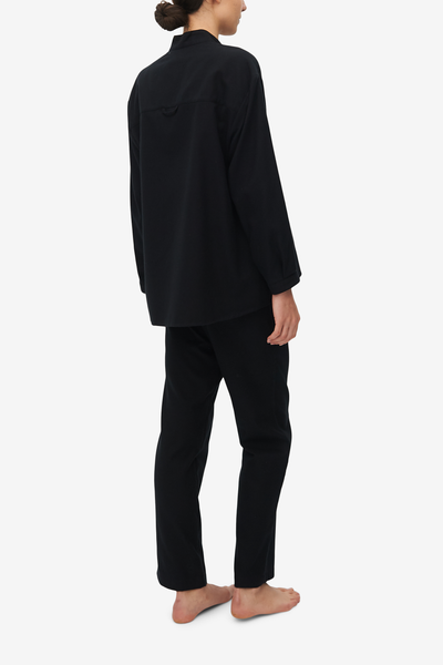 Set - Long Sleeve Shirt and Slash Pocket Pant Black Flannel