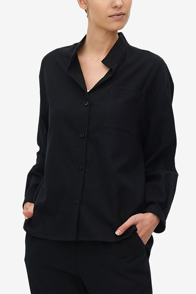 Set - Long Sleeve Shirt and Slash Pocket Pant Black Flannel