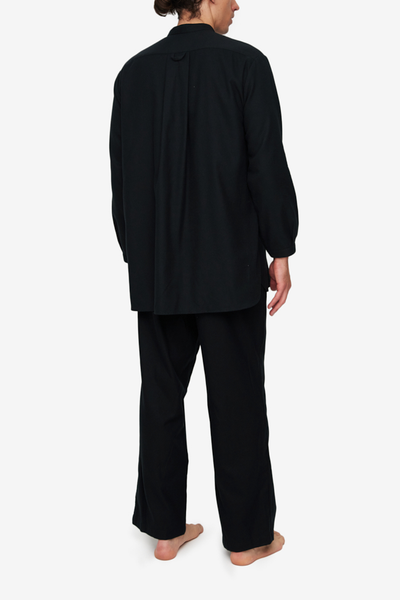Men's Short Nightshirt Black Flannel