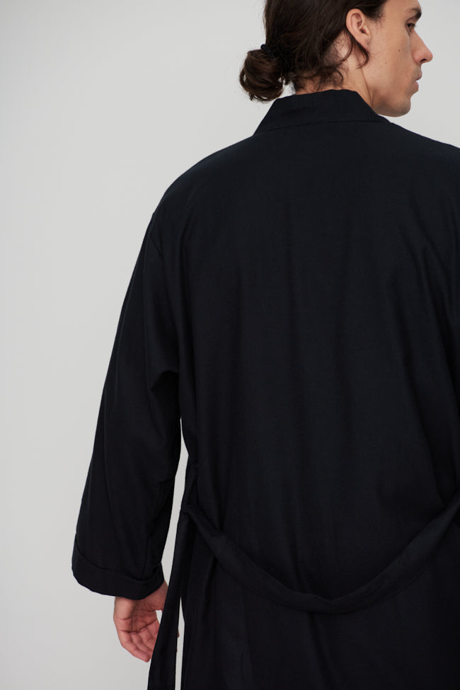 Men's Unisex Robe Black Flannel