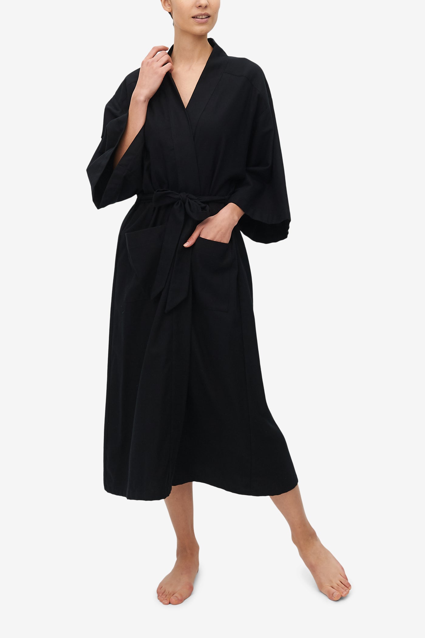 Robe Black Flannel