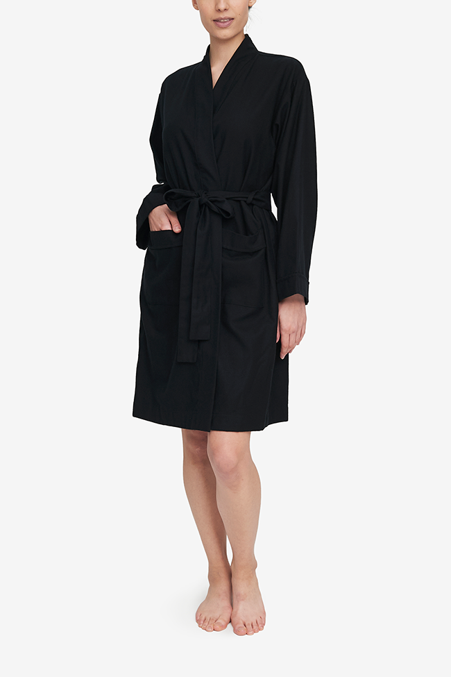 Unisex Robe Black Flannel