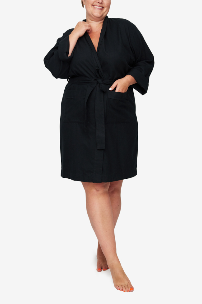 Unisex Robe Black Flannel