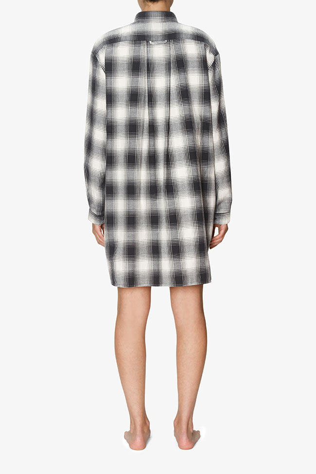 Short Sleep Shirt Black Glen Plaid