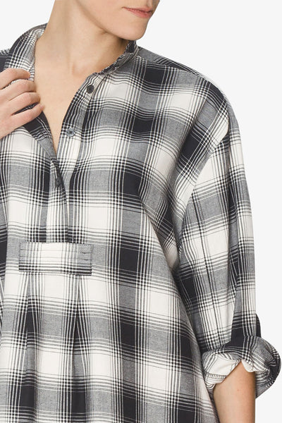 Short Sleep Shirt Black Glen Plaid