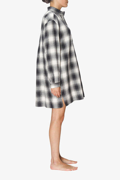 Short Sleep Shirt Black Glen Plaid