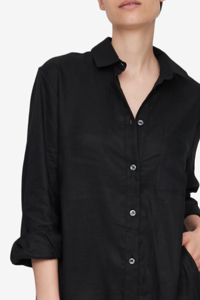 Big Shirt Black Linen