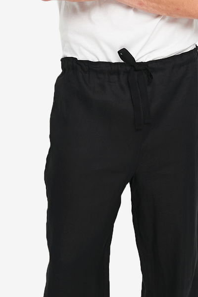 Men's Lounge Pant Black Linen