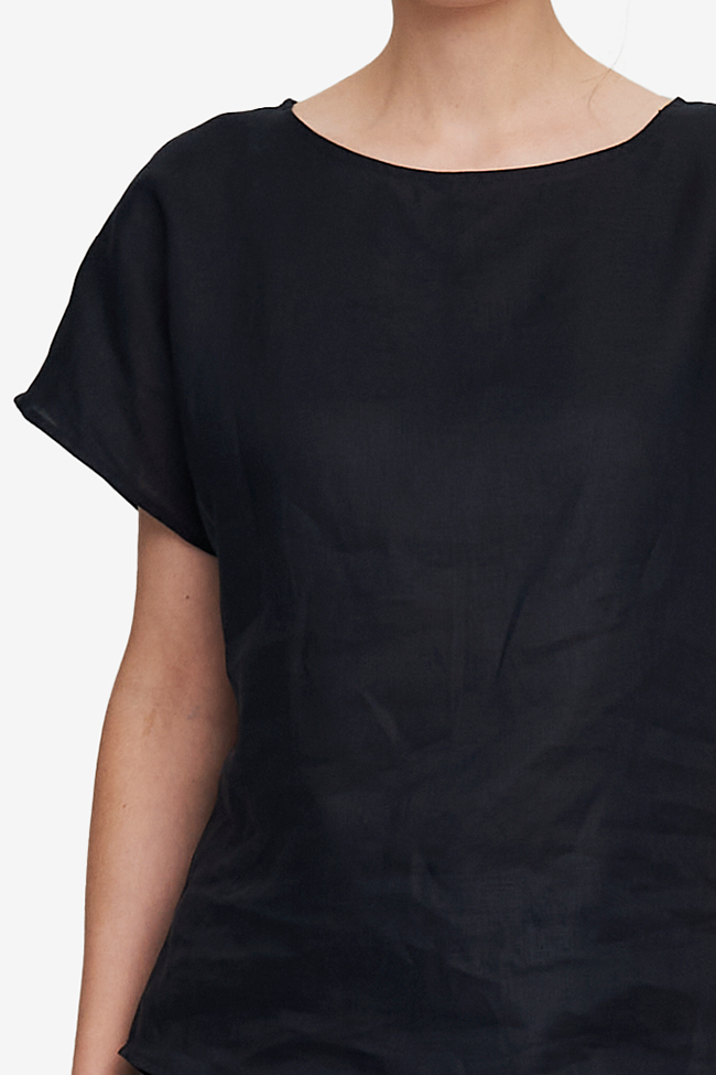 Woven T-Shirt Black Linen