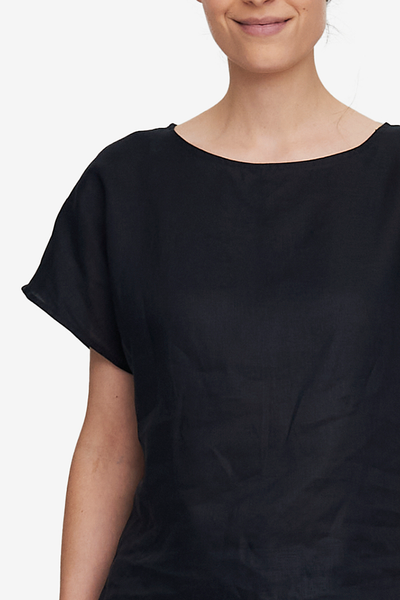 Set - Woven T-Shirt and Lounge Pant Black Linen