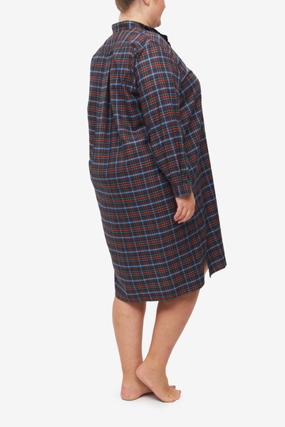 Long Sleep Shirt Black Plaid PLUS