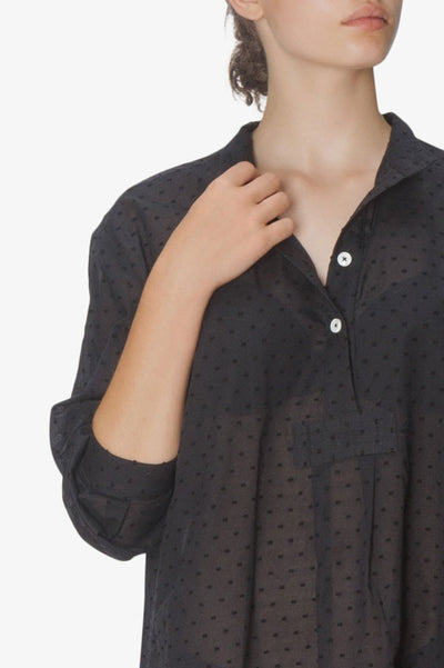 Short Sleep Shirt Black Swiss Dot