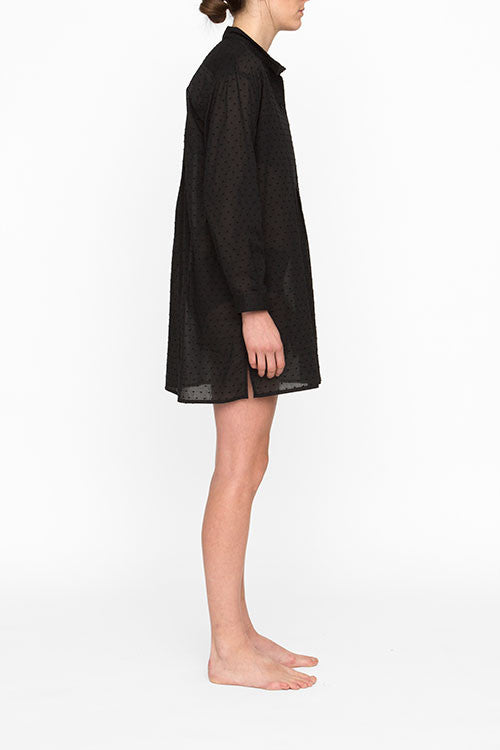 Short Sleep Shirt Black Swiss Dot