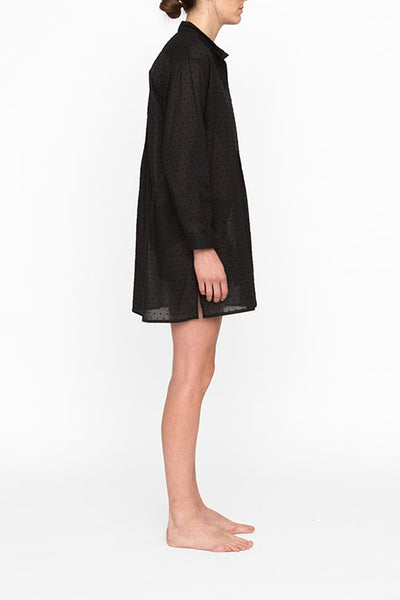 Short Sleep Shirt Black Swiss Dot