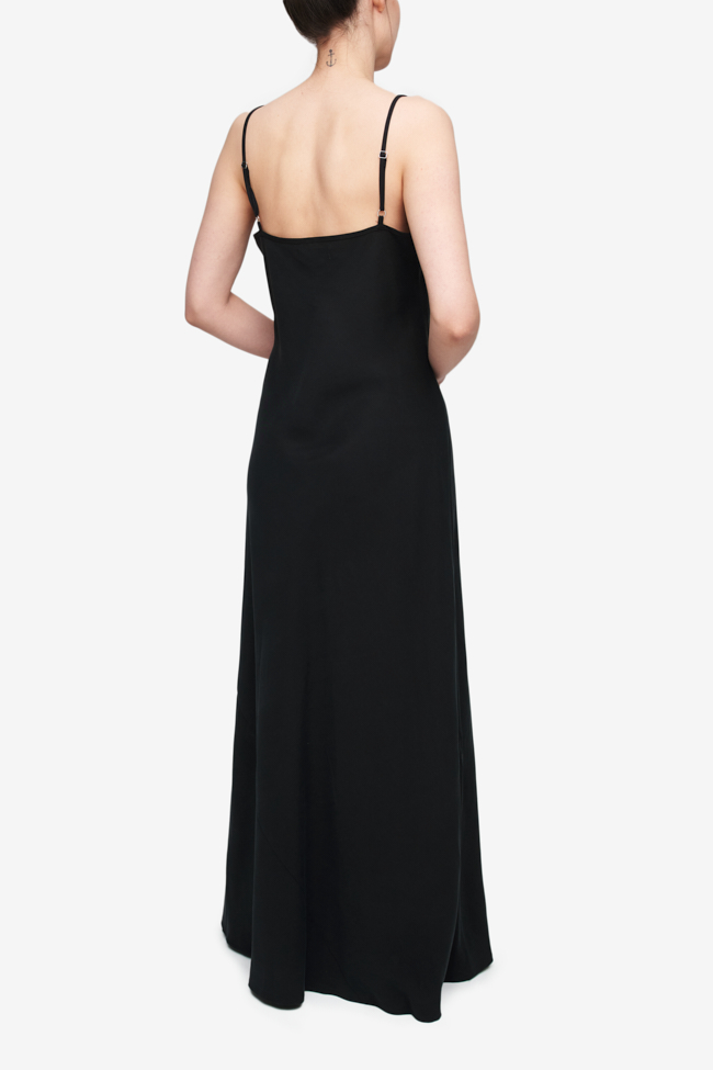 Full length black slip dress discount