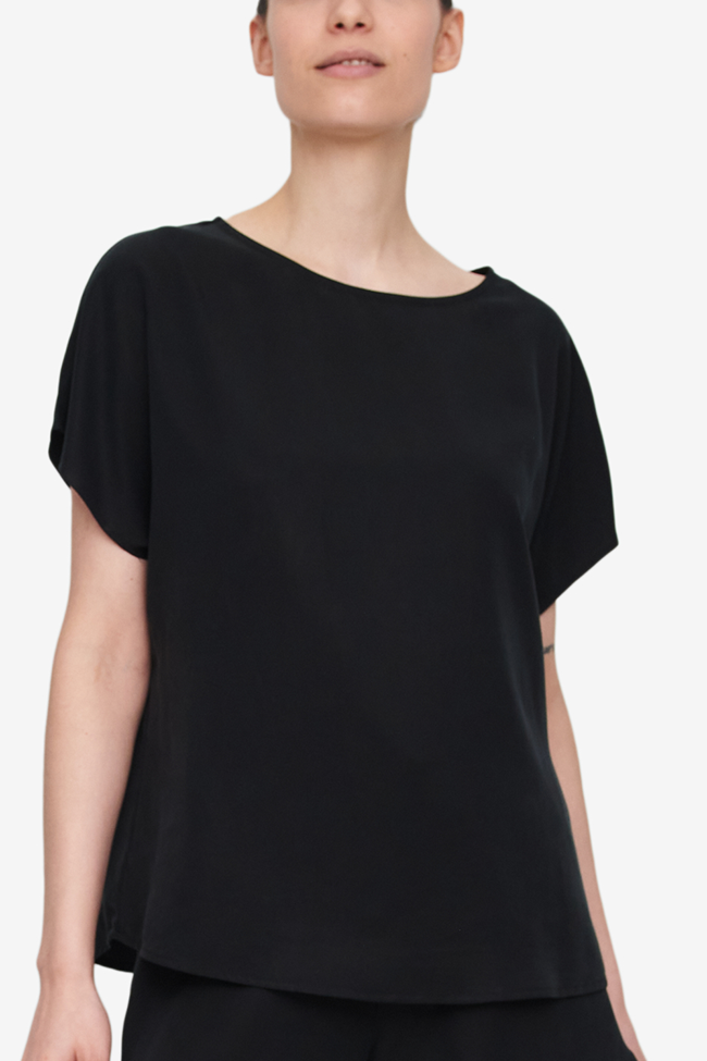 Woven T-Shirt Black Tencel Twill