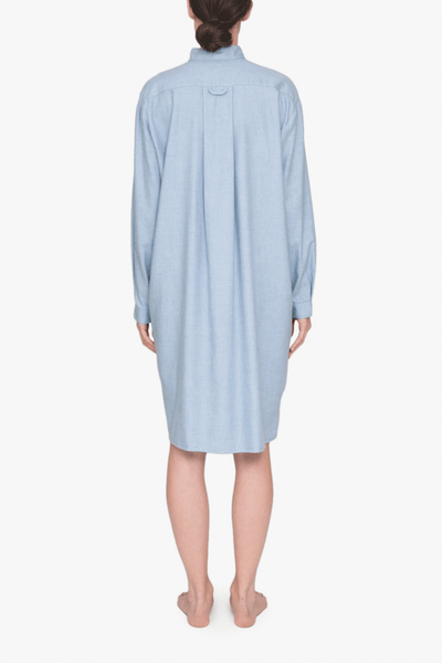 back view long sleep shirt blue cashmarello cotton cashmere blend by the Sleep Shirt