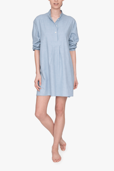 front view short sleep shirt blue cashmarello cotton cashmere blend by the Sleep Shirt