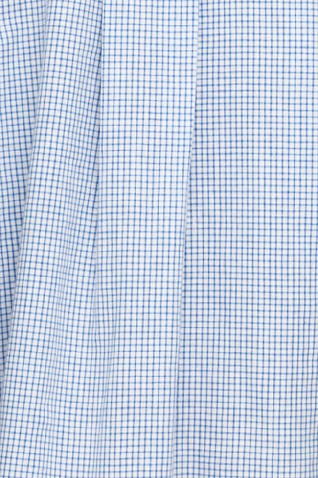 Placket Sleep Shirt Blue Check Linen Blend