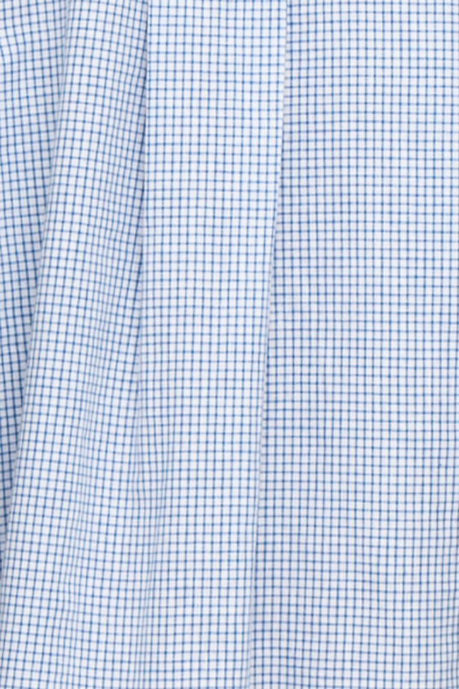 Short Sleep Shirt Blue Check Linen Blend