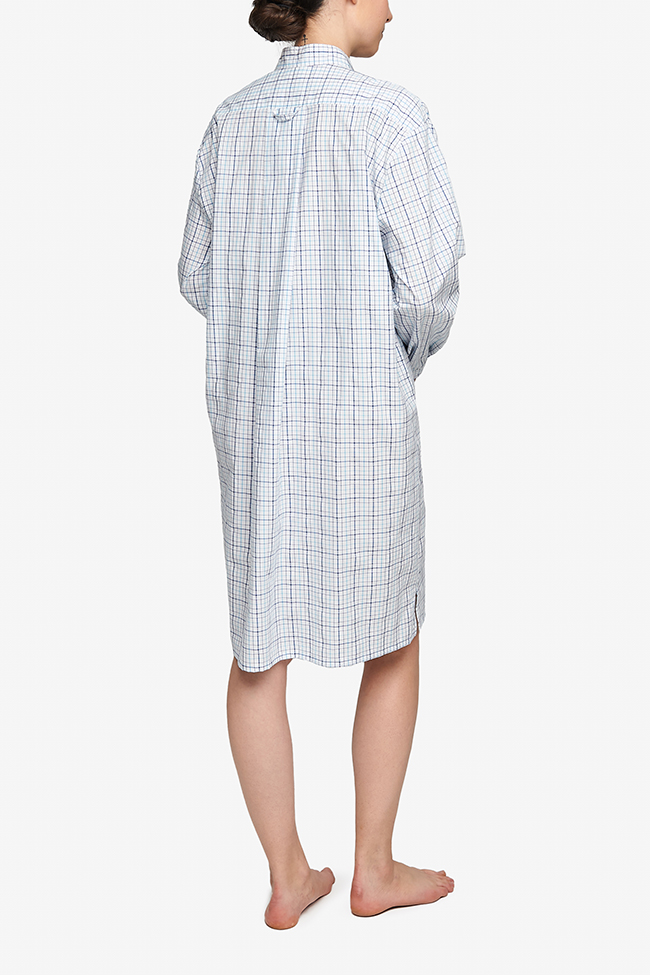 Long Sleep Shirt Blue Multi Check