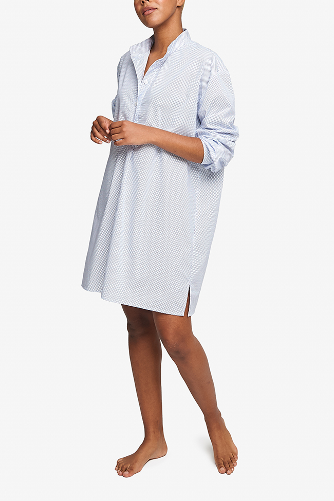 Short Sleep Shirt Blue Multi Dot