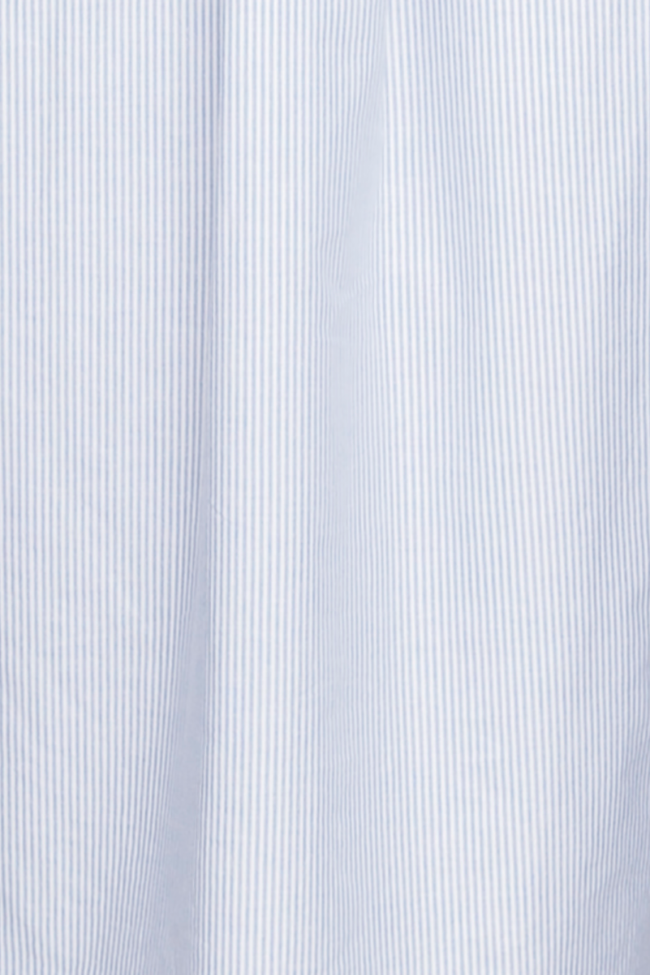 Round Collar Shirt Blue Oxford Stripe