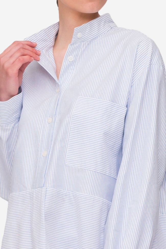 pocket blue oxford stripe cotton shirt by the sleep shirt